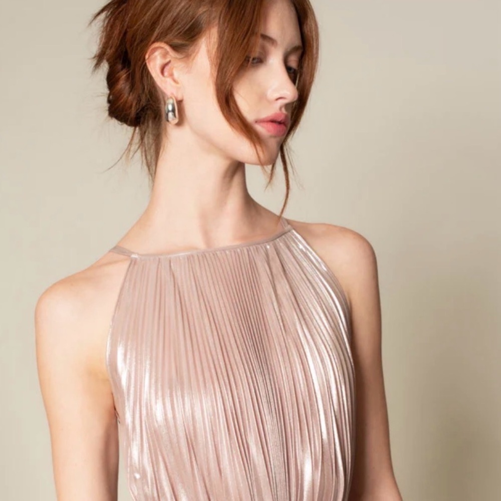 SOLD Worthington Strapless Metallic Blush Top